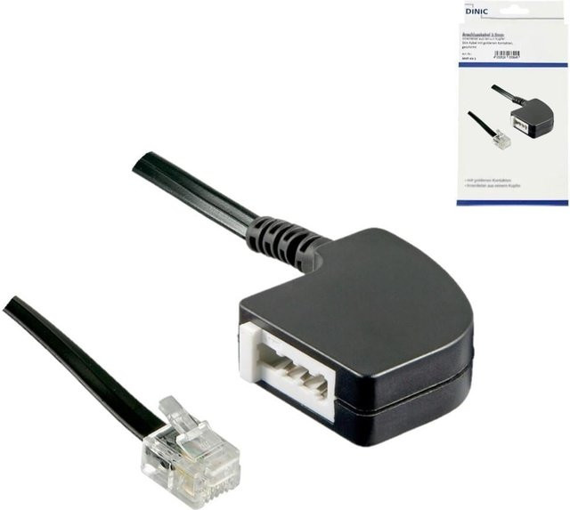 DINIC Adapterkabel RJ11 Stecker auf TAE-F Buchse, schwarz, Länge: 0,20 m - Bild 1