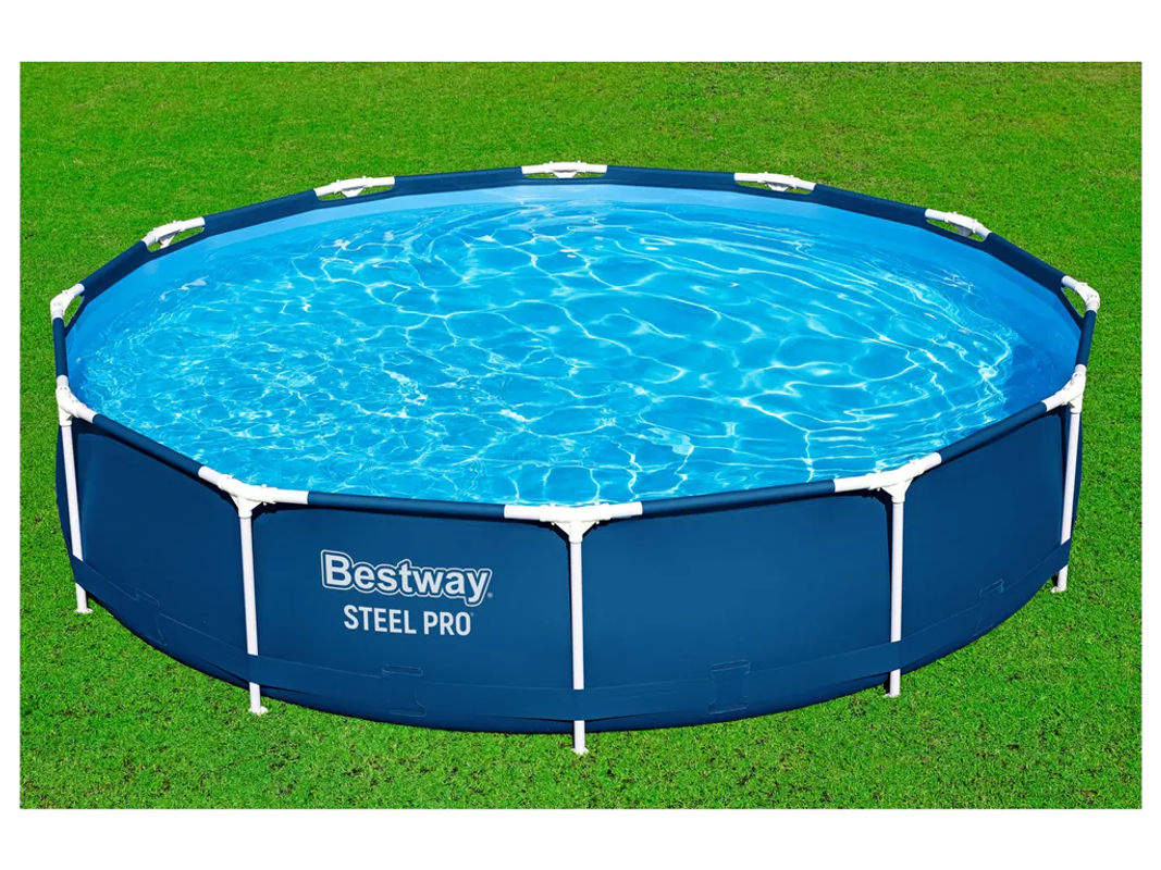 Bestway Steel Pro Pool-Set in Blau mit Filterpumpe und Reparaturset, runder Frame-Pool, Durchmesser: 366 cm, Höhe: 76 cm - Bild 2