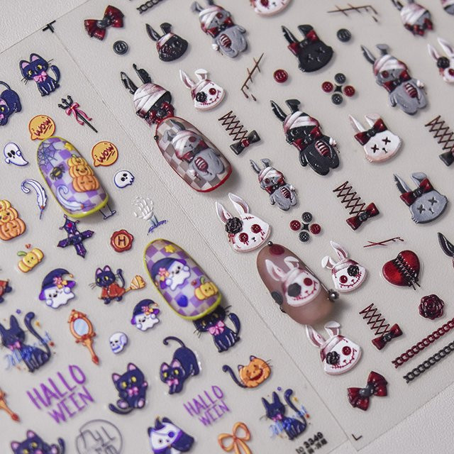 NAILFYOU Nail Art Aufkleber, Cartoon Katze Kaninchen, Unisex - Bild 1