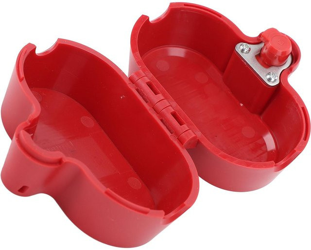 Steckerschlosskasten mit integriertem Schloss und Kernbohrung für Industriestecker oder Schnittstellenterminals, Farbe: Rot, Material: Kunststoff - Bild 1