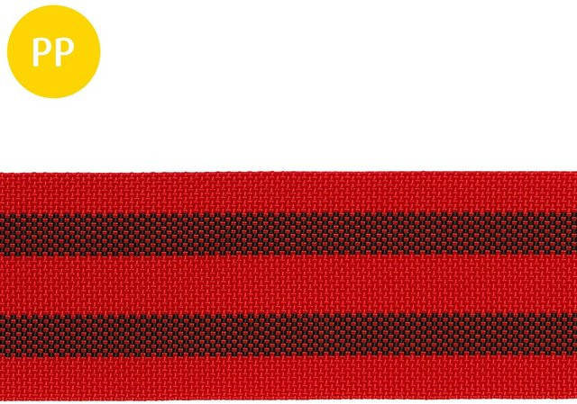 Conacord Schlittengurt aus Polypropylen in Rot-Schwarz als Meterware, Breite: 60 mm - Bild 1
