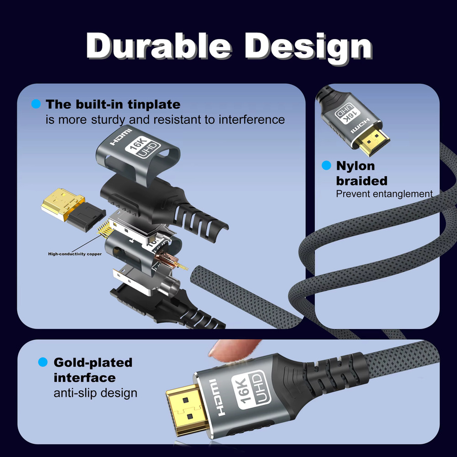 FDBOY HDMI 2.2 Kabel mit 96Gbps für 16K@60Hz, 8K@120Hz und 4K@240Hz, unterstützt HDR10+, VRR und ARC für Laptop, Xbox, PS5 und Switch - Bild 4