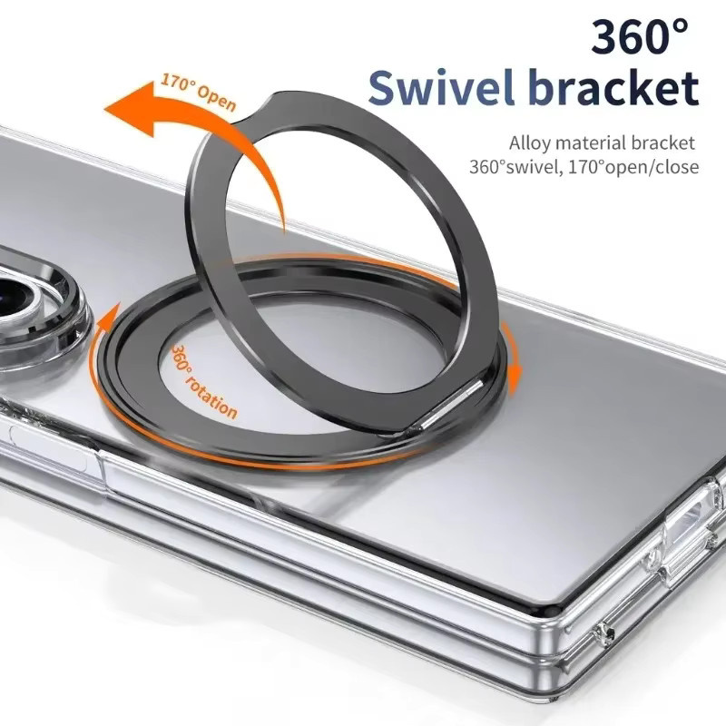 Magnetische transparente Schutzhülle mit drehbarer Halterung und Bildschirmfolie für Samsung Galaxy Z Fold 7, 6, 5, 4, 3 5G in Purple - Bild 2