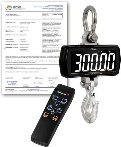 PCE Instruments PCE-CS 300LD-ICA Kranwaage in Schwarz, kalibriert (ISO), Wägebereich bis 300 kg, Ablesbarkeit 500 g - Bild 1