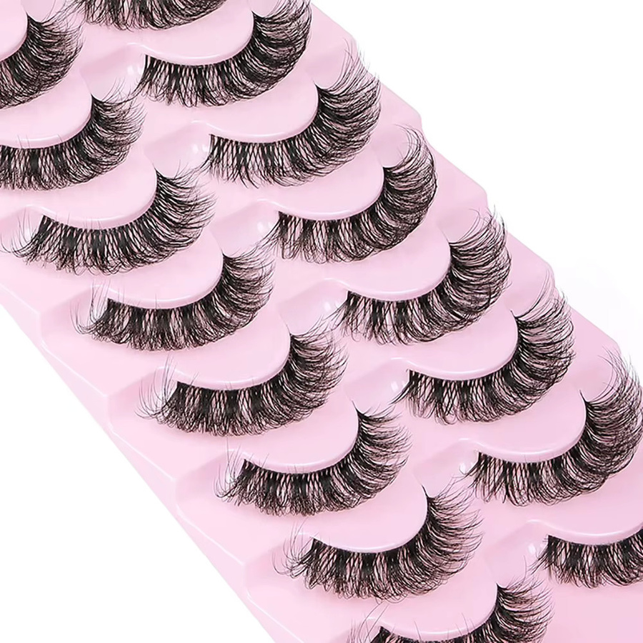 Falsche Wimpern 6D Wispy Faux Nerz Cat Eye Effekt, Black, 10 Paar - Bild 4