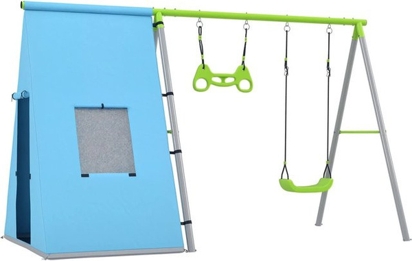 AIYAPLAY 3 in 1 Schaukelgestell für den Außenbereich mit Spielzelt, Schaukel und Turnringen