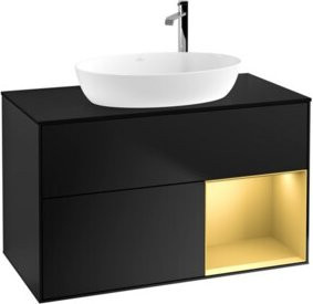 V&B Waschtischunterschrank Finion 100 in Blau lackiert mit goldenem Regal - Bild 1