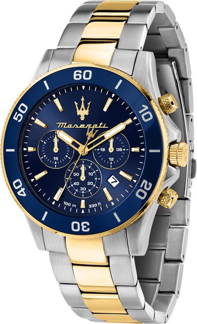 Maserati Chronograph, Edelstahl, blaues Zifferblatt, Quarz, 43 mm, Herren - Bild 1