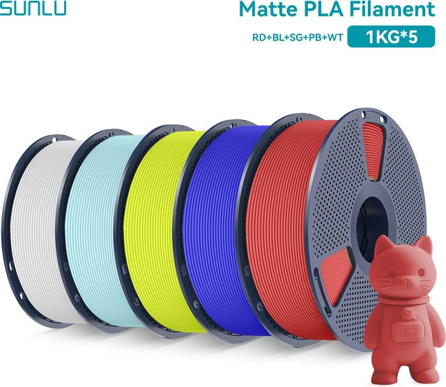 SUNLU PLA Mattes Filament Mehrfarbig 1,75mm 5KG für FDM-Drucker - Bild 1