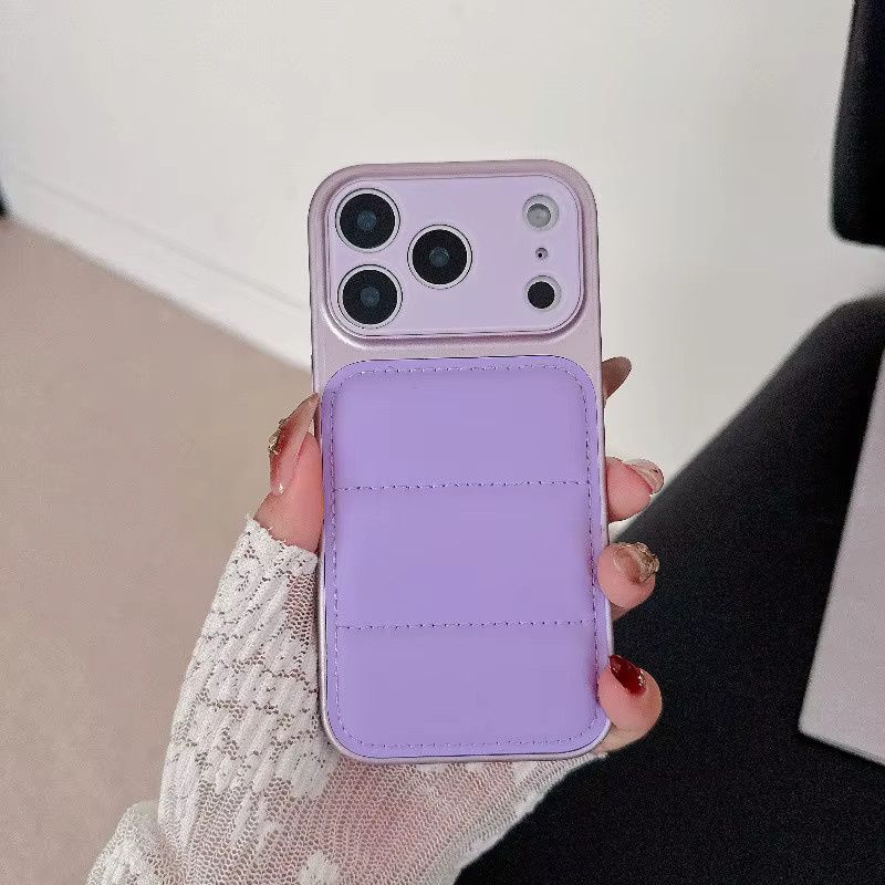 Stoßfeste Wellen-Daunenjacke Handyhülle für Apple iPhone 17 16 15 14 13 Pro Max mit Kameraschutz in Silber - Bild 2