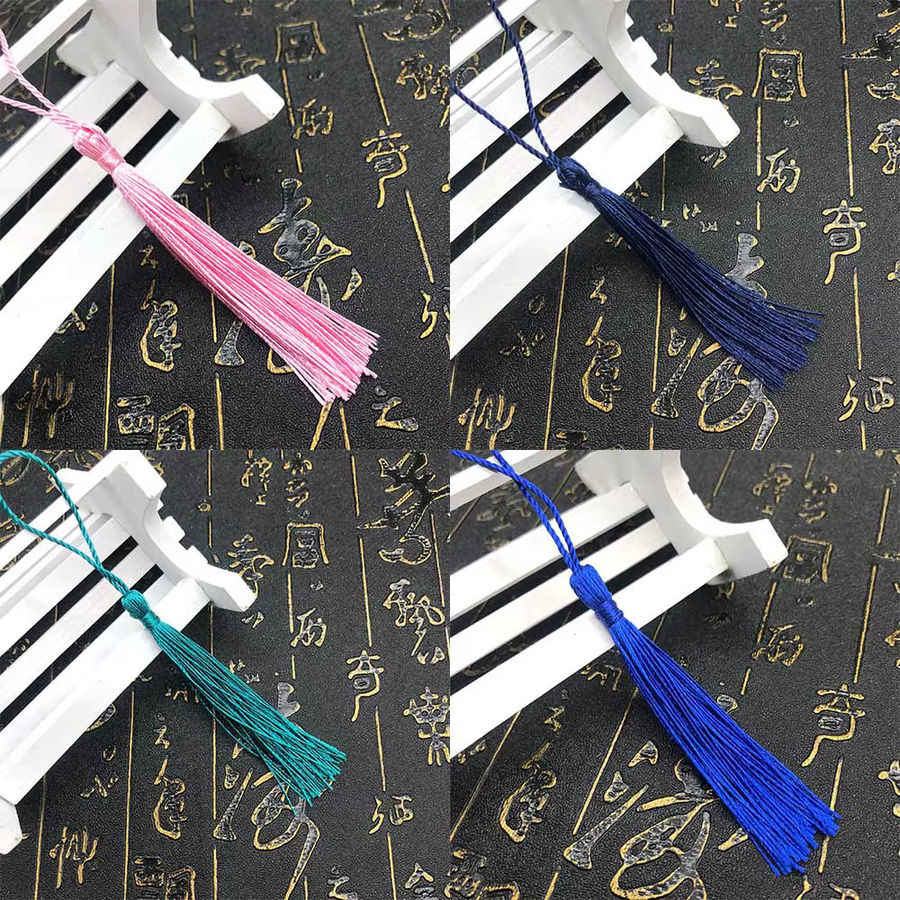 QIMONTON Quasten mit Schlaufen für Lesezeichen und DIY-Handwerk, 13 cm, 10 Stück, Schwarz, Rot, Blau und Mehrfarbig - Bild 2