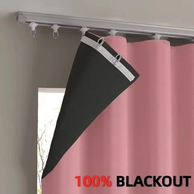 ZJBYZHOUSEHOLD Verdunkelungsvorhang in Rosa mit Haken für Wohnzimmer, Schlafzimmer oder als Trennwand, Breite: 100 cm, Höhe: 120 cm - Bild 1