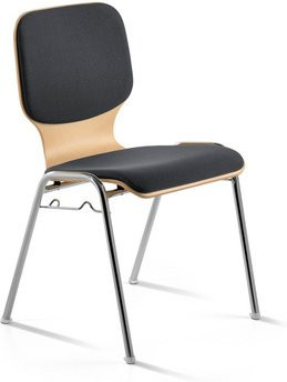 Mayer Sitzmöbel Stapelstuhl mit Reihenverbinder, Sitz anthrazit, Gestell silber, B/T/H: 53 x 50 x 82 cm - Bild 1