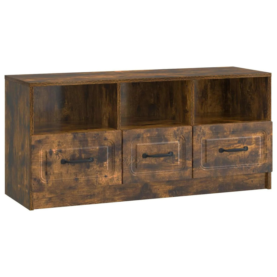 vidaXL TV-Schrank aus Holz in Geräucherte Eiche, Braun, B/T/H: 102 x 34,5 x 47 cm - Bild 2