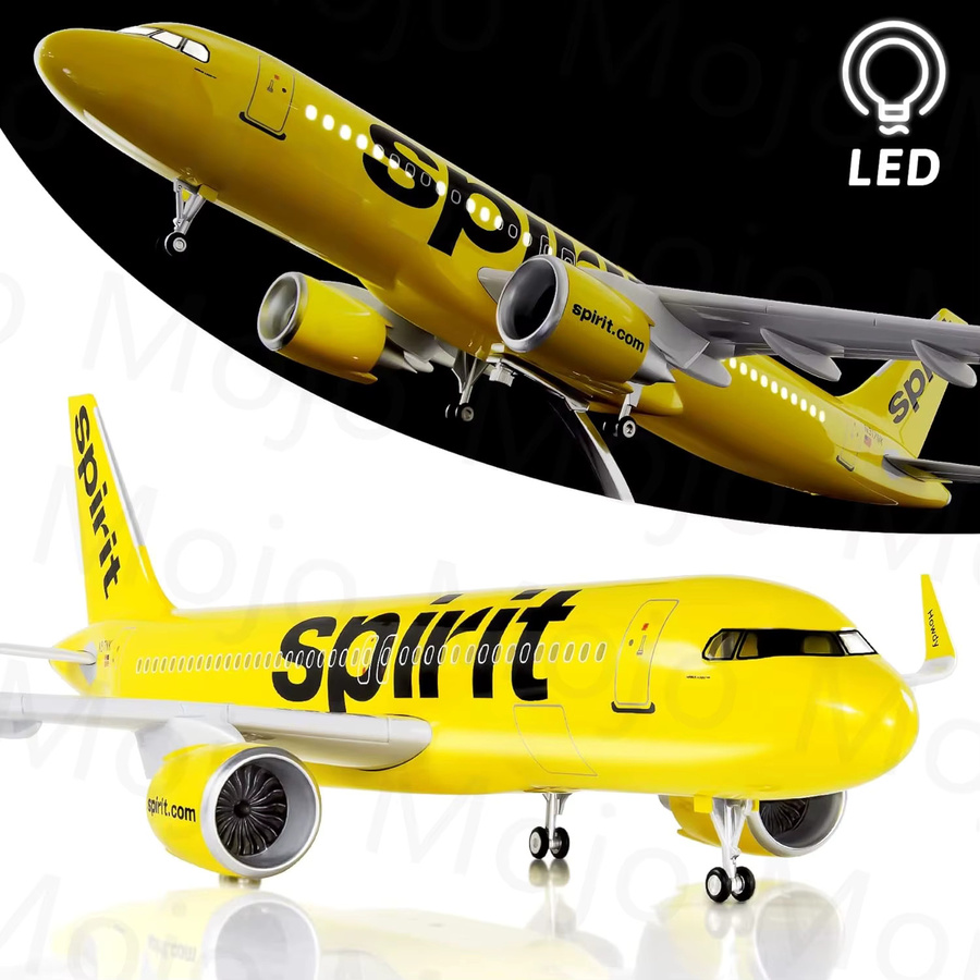 ZOCO A320neo Spirit Aviation Flugzeugmodell, 1/80 Maßstab, mit Licht und Rädern, Harz - Bild 4