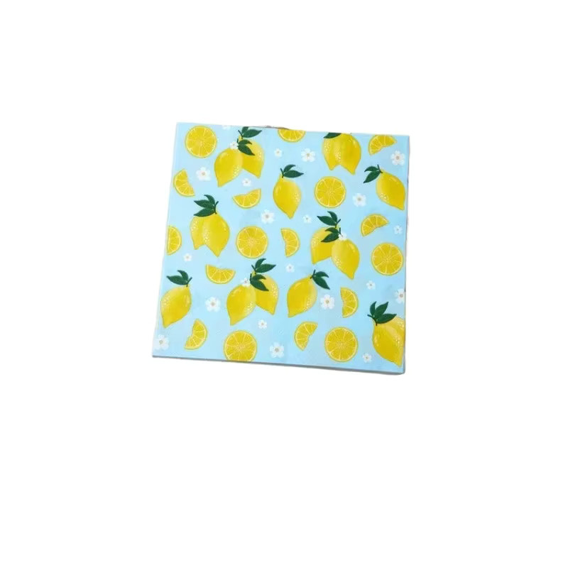 GUANYAO Zitrone Servietten mit Obst-Print, 2-lagig, Blau, 20 Stück, Breite: 33 cm - Bild 2