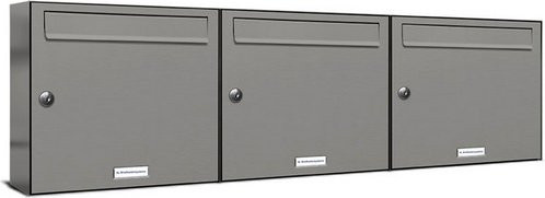 AL Briefkasten für 3 Parteien, Aufputzmontage, grau, B/H/T: 153,513 x 34,5 x 11,6 cm - Bild 1