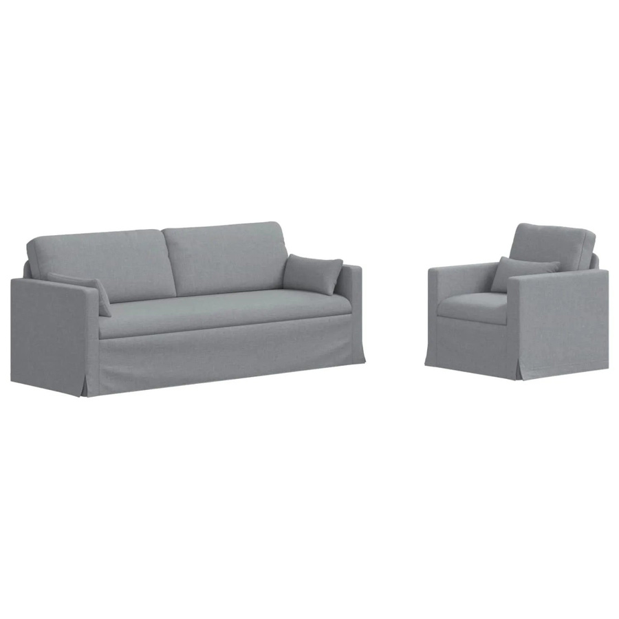 vidaXL Sofa 2-teilig Hellgrau mit Stoffbezug und Metallrahmen B/T/H: 198 x 78 x 80 cm - Bild 2