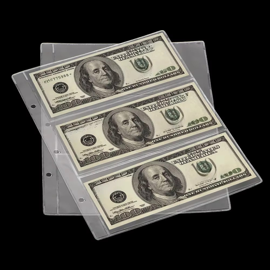 Transparente 3-Slot Schutzbeutel für Banknoten und Geldscheine als Sammelalbum für Papiergeld - Bild 6