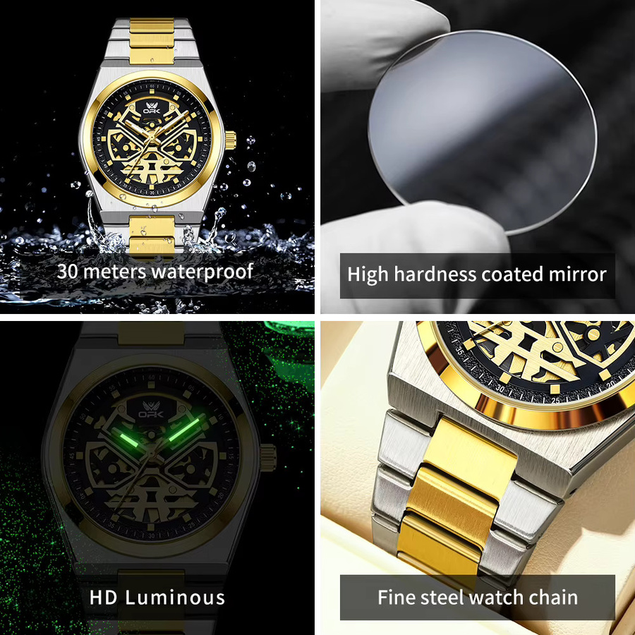 OPK Armbanduhr Edelstahl, Bicolor, Quarz, Schwarz, Herren - Bild 5