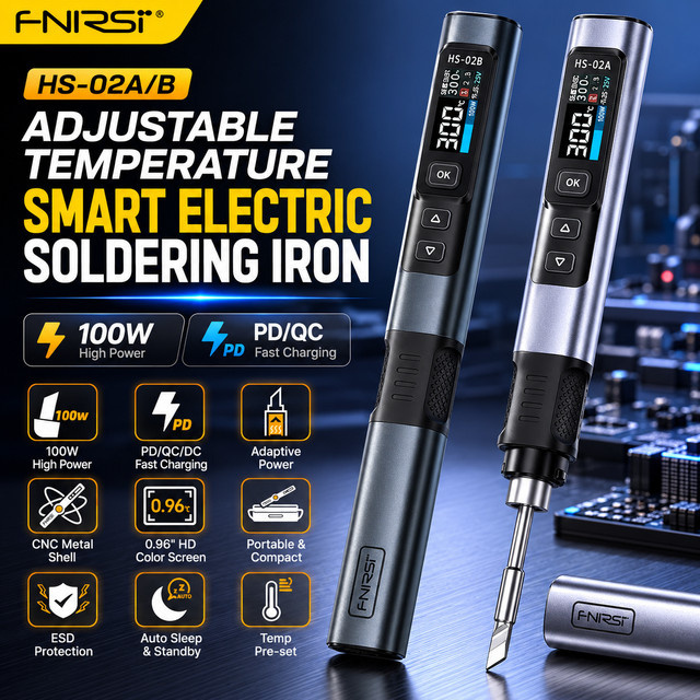 FNIRSI HS-02 PD 100W Intelligenter Lötkolben mit Keramikkern und einstellbarer Temperatur 100-450 ℃ für schnelle Schweißreparaturen - Bild 1