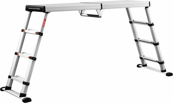 PROREGAL Teleskop-Arbeitsplattform Solid Line 4 Stufen in Silber