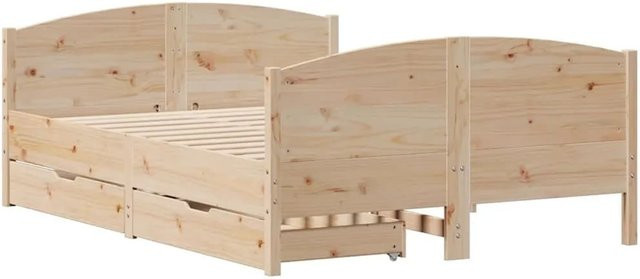 vidaXL Massivholzbett aus Kiefernholz mit Schubladen im rustikalen Design B/T/H: 140,5 x 190 x 74,5 cm - Bild 1