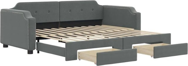 vidaXL Tagesbett ausziehbar mit Schubladen in Dunkelgrau, B/T/H: 223 x 110 x 66,5 cm - Bild 1