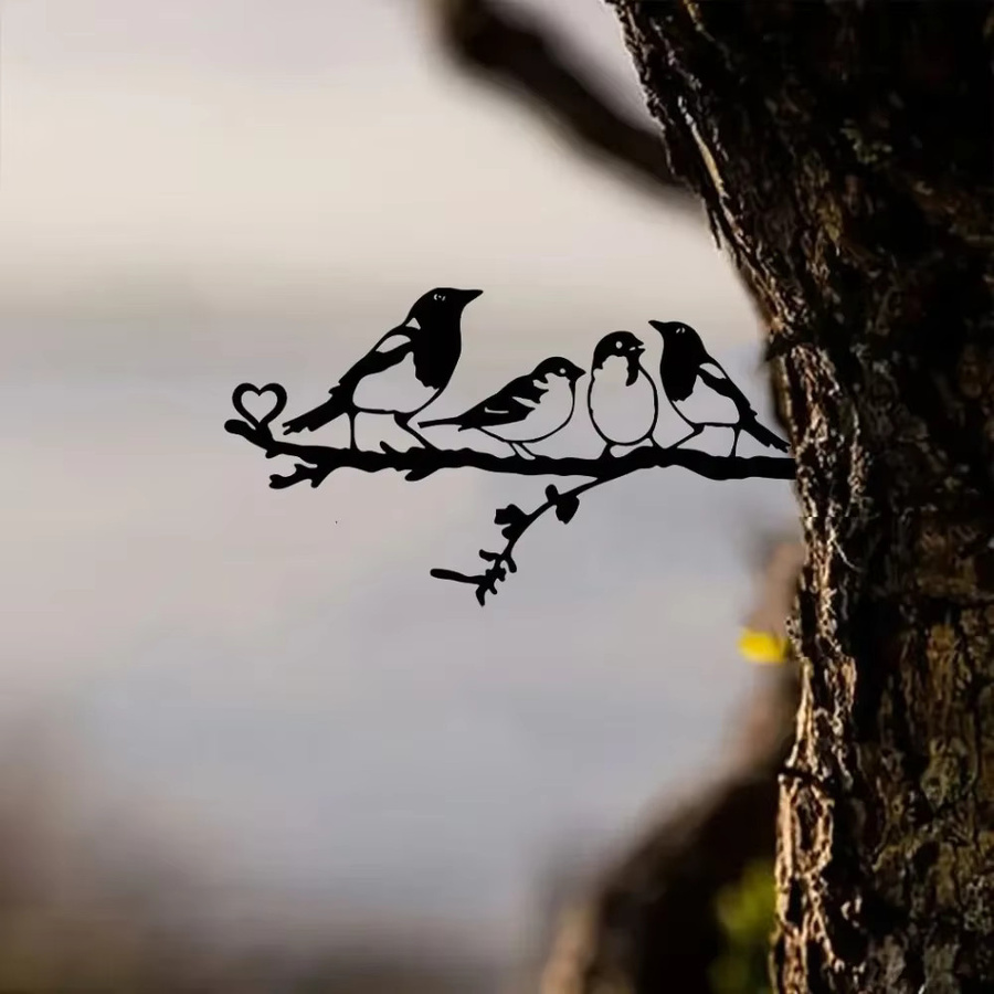 CIFBUY Tiki 4 Vögel Metall-Wandkunst in Schwarz als Stahlsilhouette zur Dekoration für Garten, Hof und Terrasse - Bild 4