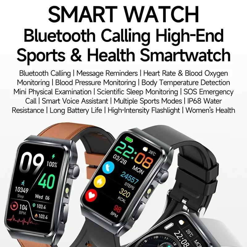 OUIO Smartwatch mit EKG+PPG Gesundheitsdiagnose, NFC und Herzfrequenz-Tracker in Schwarz für iOS, geeignet für Männer und Frauen - Bild 2