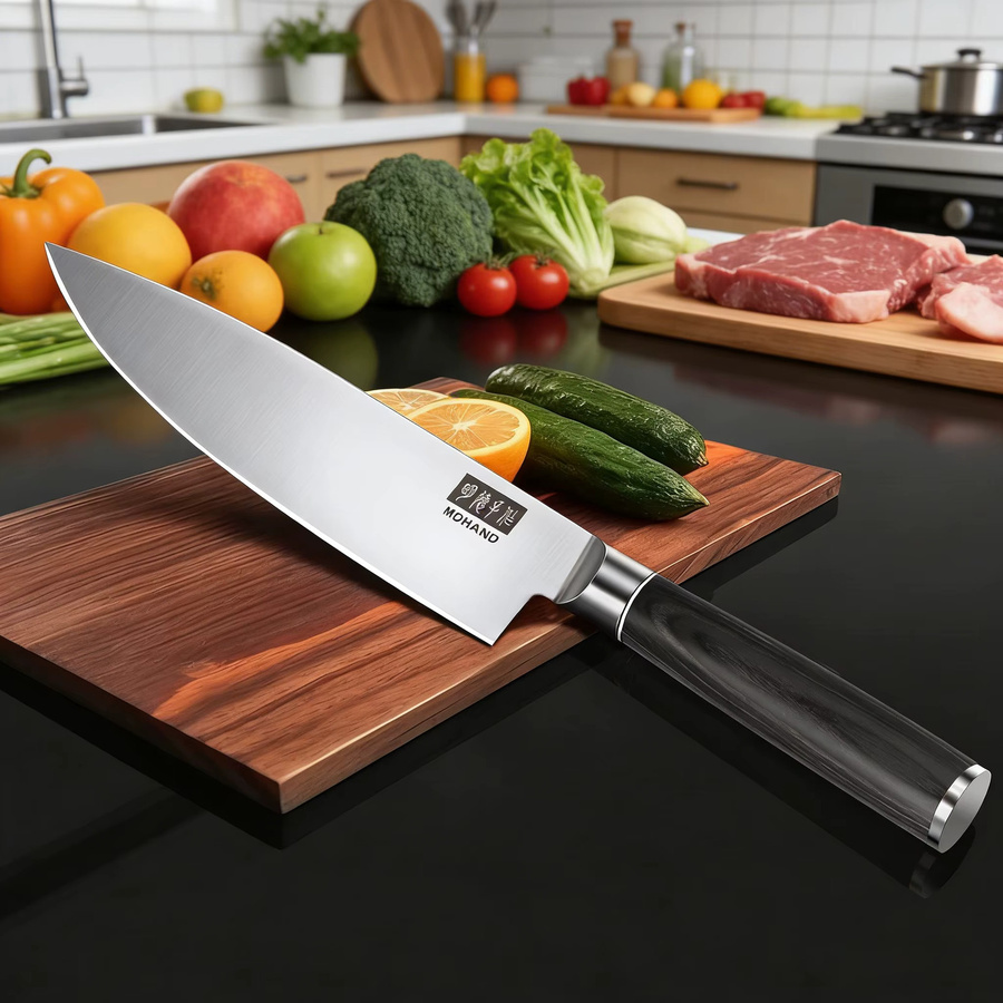 DFITO Küchenmesser-Set aus Edelstahl mit schwarzem Holzgriff in der Geschenkbox - Bild 4