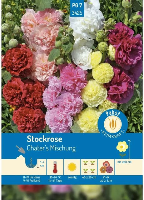 Pabst Keimkraft Stockrosen Chater'S Mischung Saatgut für Bauerngarten und Rabatten - Bild 1