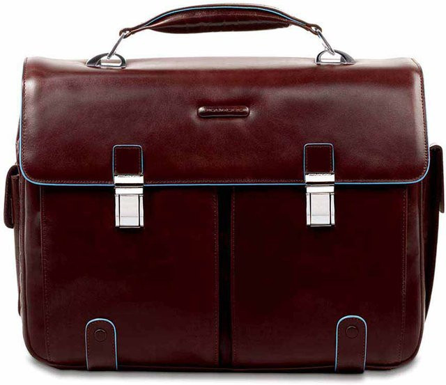 Piquadro Blue Square Laptoptasche für 15.6 Zoll mit Tabletfach und Vortaschen in Mahagoni Braun - Bild 1