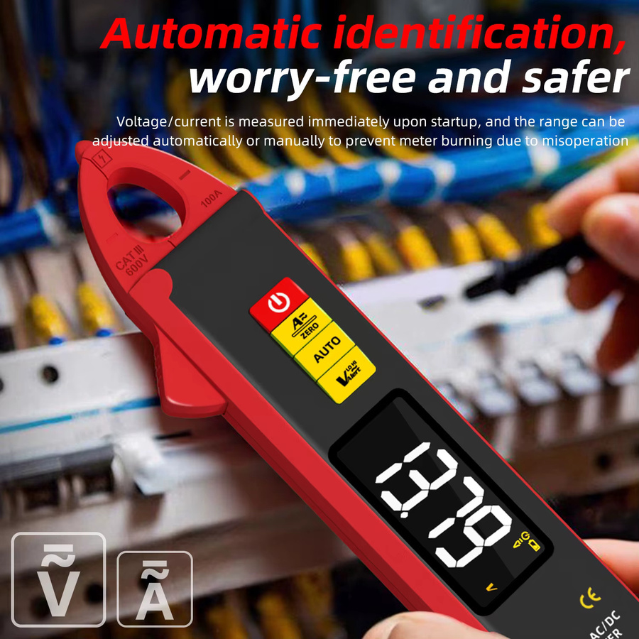 BSIDE UX1 Digitales Zangenmessgerät True RMS Amperemeter für DC/AC Strom und Temperatur in Rot - Bild 2