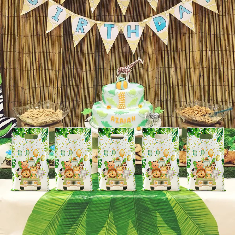 Dschungeltiere Party Geschenktüten für Süßigkeiten und Kekse im Wild One Design, Mehrfarbig - Bild 2