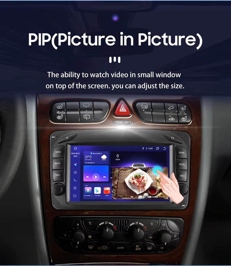 Hizpo Android Auto Smart System mit GPS und CarPlay für Mercedes Benz CLK W209 C209 W168 W203 W463 Vito Viano 1998-2006, 7 Zoll, Schwarz - Bild 2