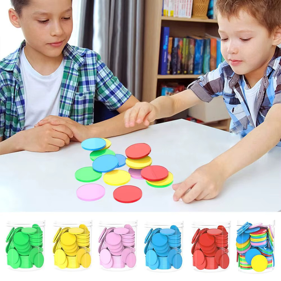 Plastik-Zählchips, 100-teiliges Set, bunt, Lehrmittel - Bild 2