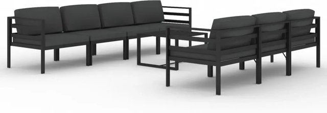 vidaXL 8-tlg Garten-Lounge-Set Modell 4 aus pulverbeschichtetem Aluminium in Anthrazit mit UV-beständigen Polsterkissen - Bild 1