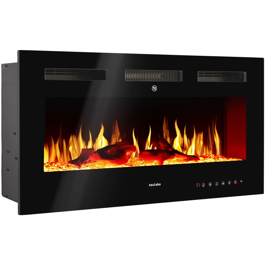 tectake Elektro-Wandkamin Luci mit 3D-Flammeneffekt und Glutimitation, Schwarz, B/H/T: 106,5 x 43 x 12 cm - Bild 3