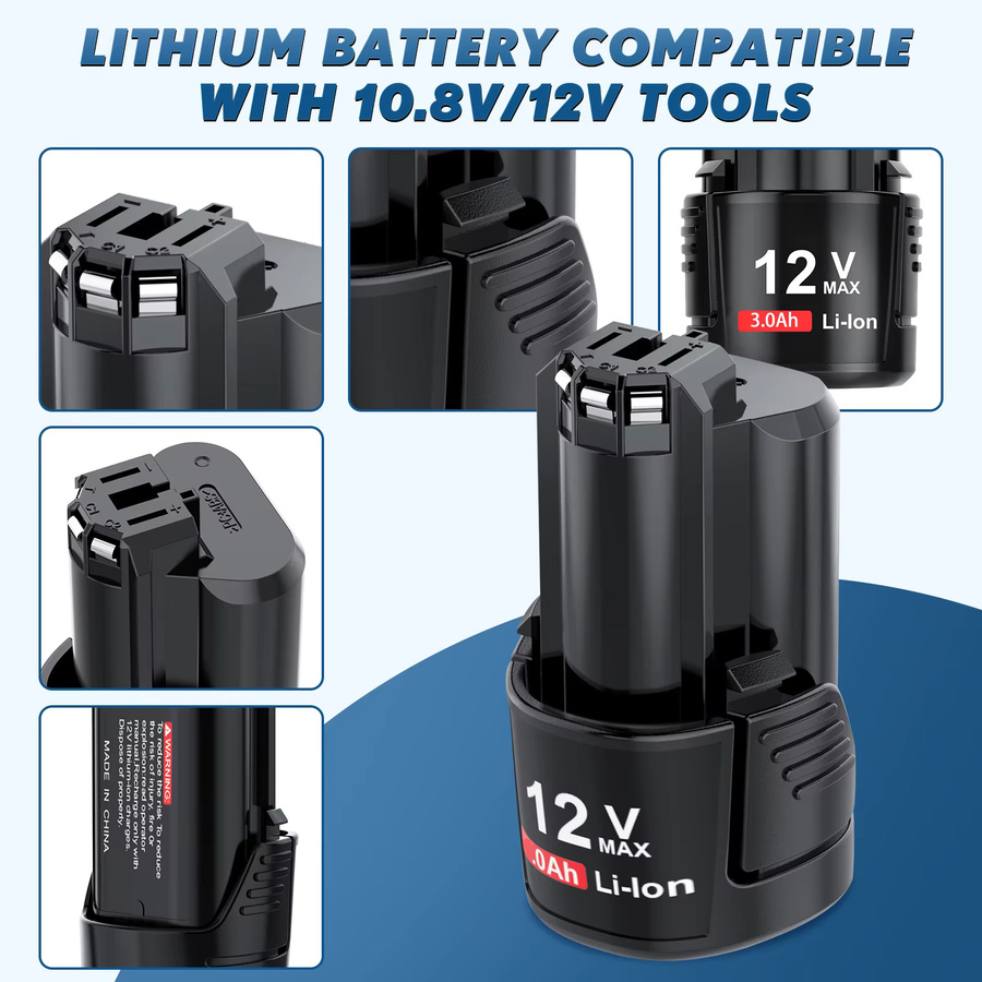Bosch Ersatzbatterie 12V mit 3000mAh in Schwarz für Elektrowerkzeuge BAT412A BAT414 BAT411 BAT412 - Bild 6