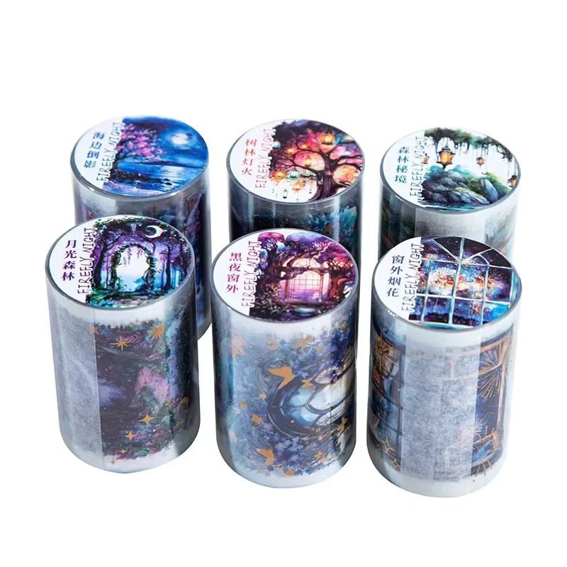Leaffei Washi Klebeband Night Series mit Bronzing Firefly Nightscape Motiv, Breite: 6 cm, Länge: 2 m - Bild 2