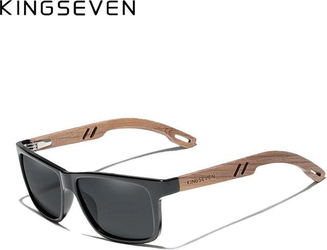 KINGSEVEN Sonnenbrille, Holz, Vollrand, braun, Unisex, polarisiert - Bild 1