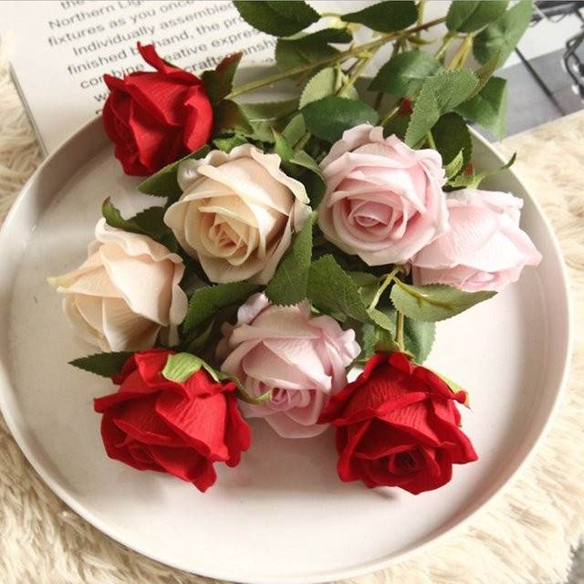 TTCY Künstliche Seidenrosen in Multicolour für Hochzeits-, Weihnachts- und Garten-Dekorationen - Bild 1