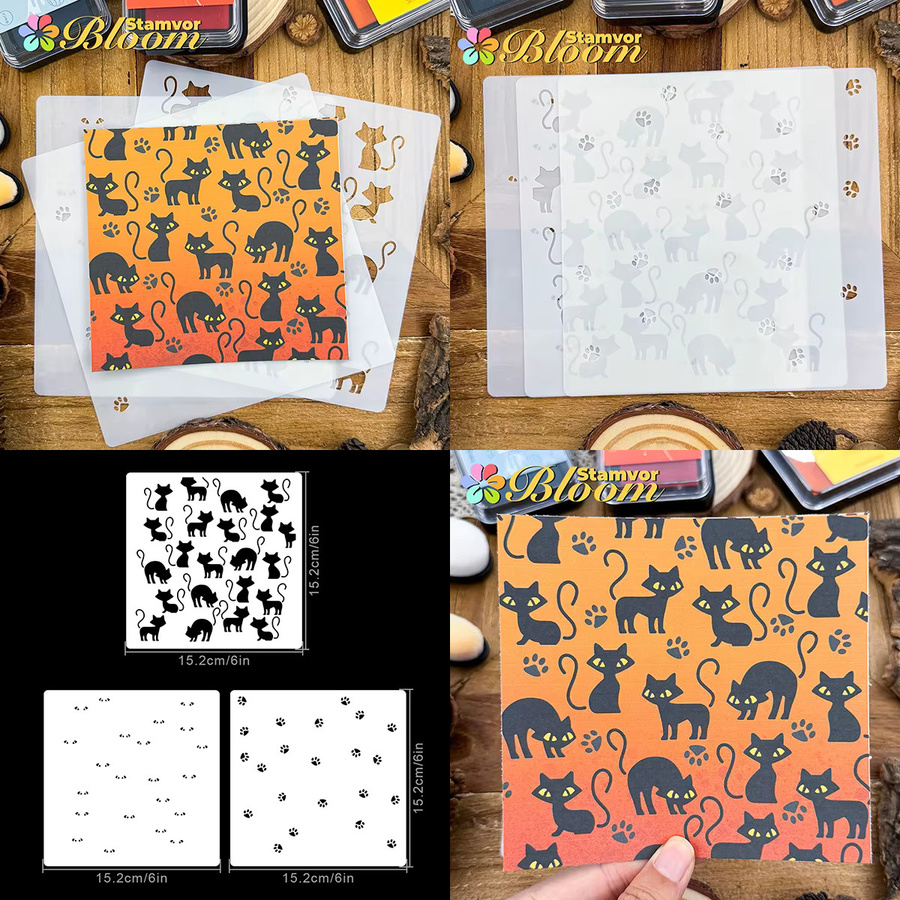 Bunte Schablonen-Set mit Tier- und Naturmotiven für Sprühfarbe und Graffiti aus Kunststoff, Multicolor - Bild 2