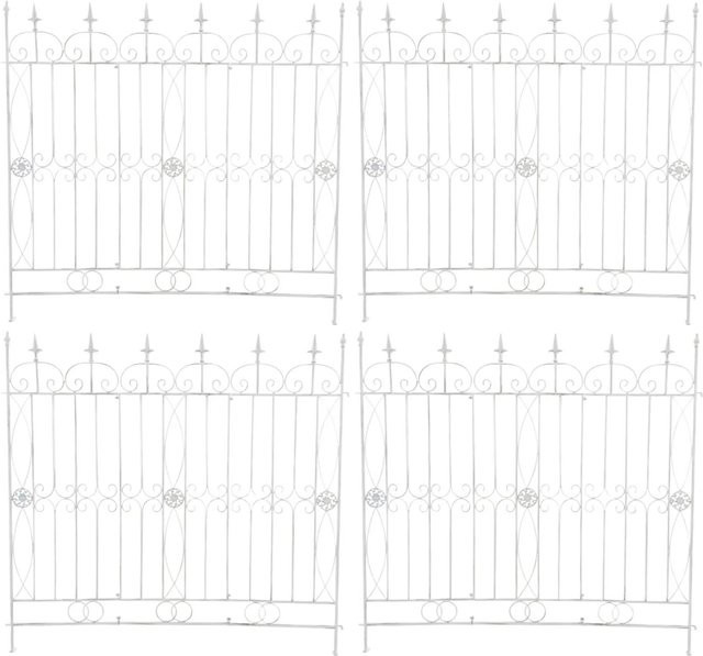 DELUKE Gartenzaun LINUS 4er Set Antik-Weiß aus Metall und Eisen, B/H: 124 x 116 cm - Bild 1