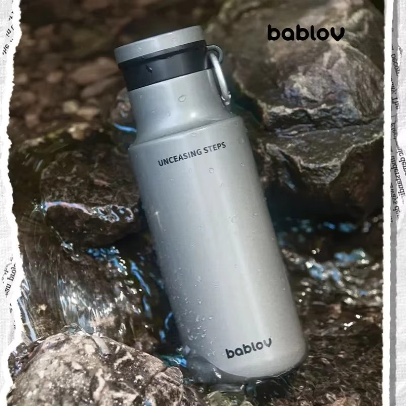 Bablov Thermos-Wasserflasche aus 316L Edelstahl in Silber, 480 ml, auslaufsichere Isolierflasche für Outdoor, Camping und Wandern - Bild 6