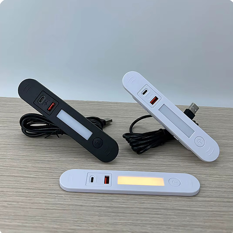 ZHONGSHANQIANYU Integrierte Steckdose für Nachttisch mit USB-A, USB-C und Nachtlicht in Weiß - Bild 3