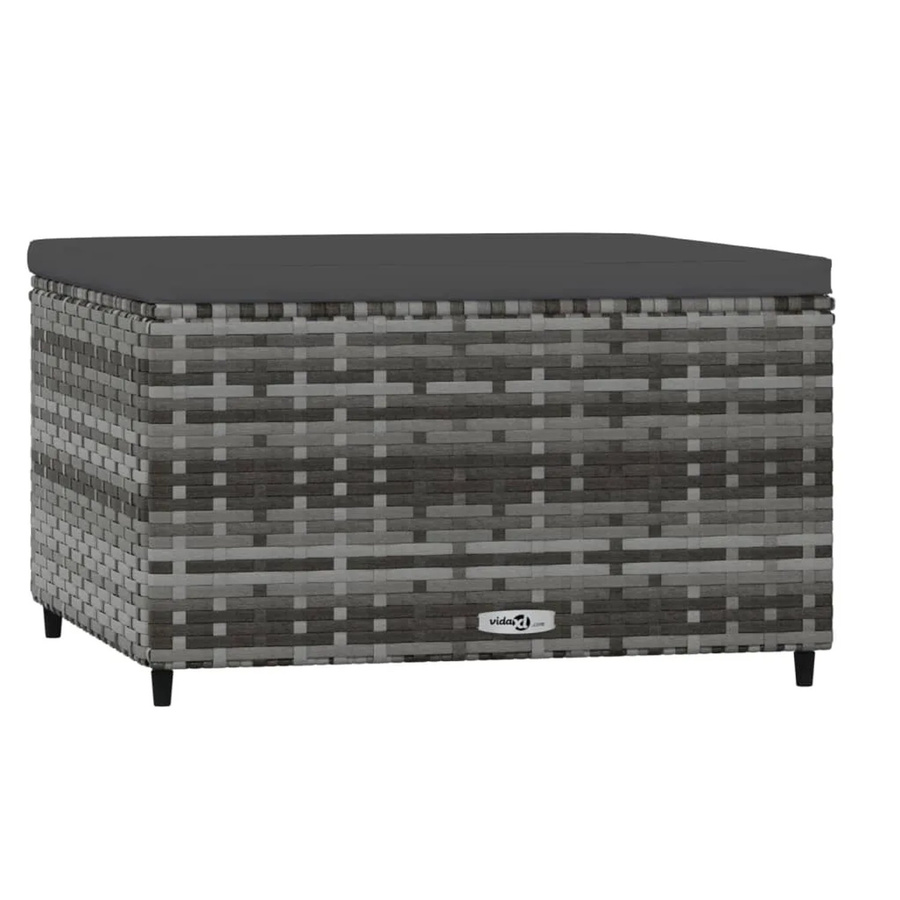 vidaXL Gartenhocker aus Poly-Rattan mit Kissen in Grau und Anthrazit - Bild 2