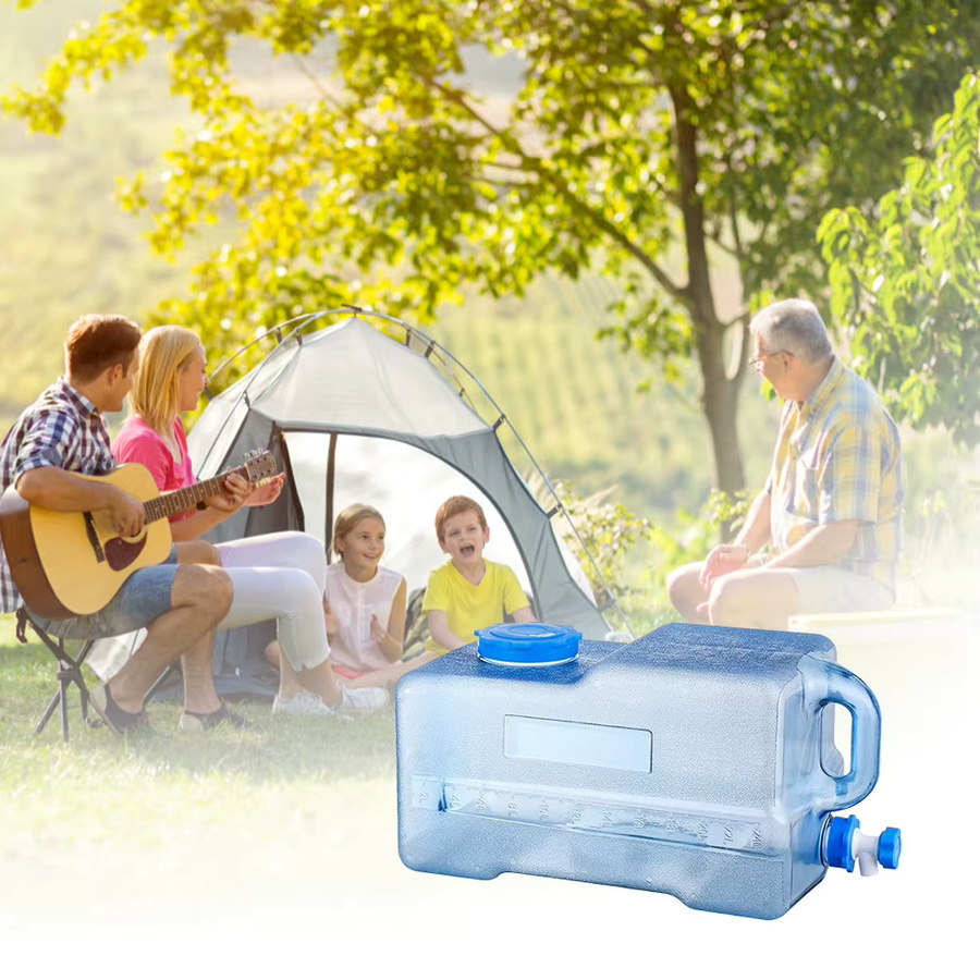 Camping-Wasserbehälter mit Wasserhahn und Träger, vielseitiger Wasserspender für Fahrzeug, Auto und Picknick, Volumen: 7,5–15 l - Bild 4