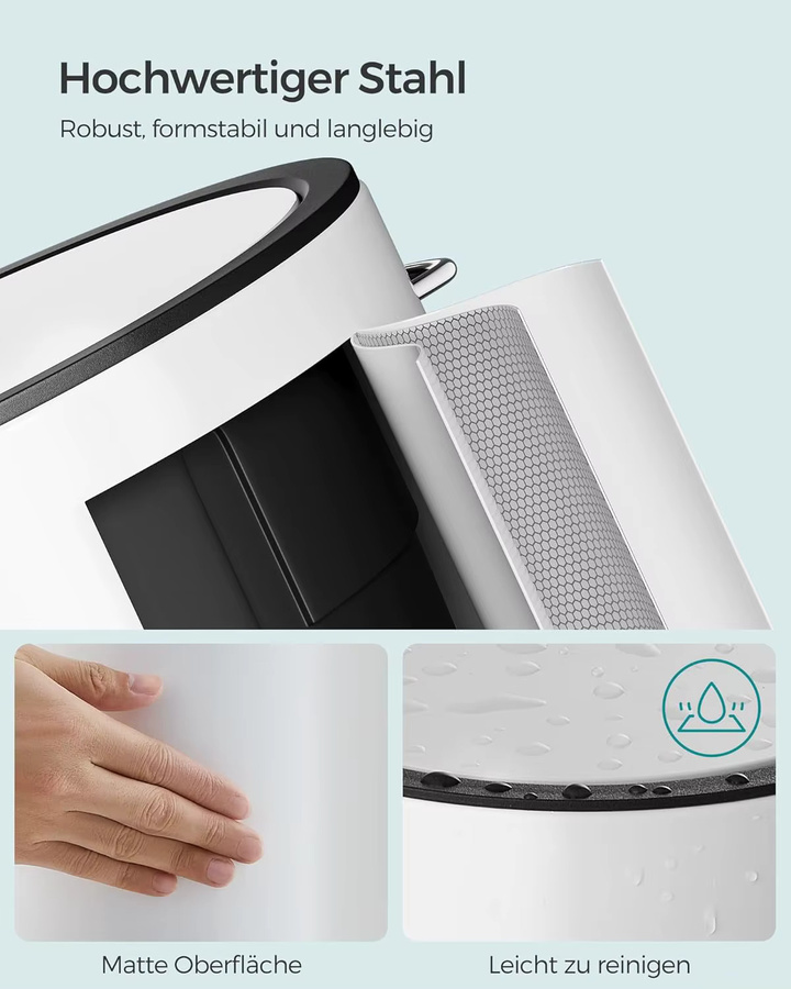 Songmics Kosmetikeimer für das Bad in Weiß, 3 Liter, Metall - Bild 3